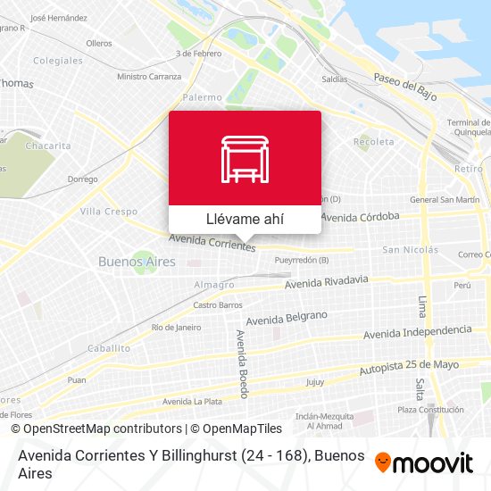 Mapa de Avenida Corrientes Y Billinghurst (24 - 168)