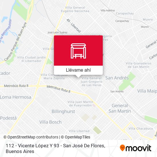 Mapa de 112 - Vicente López Y 93 - San José De Flores