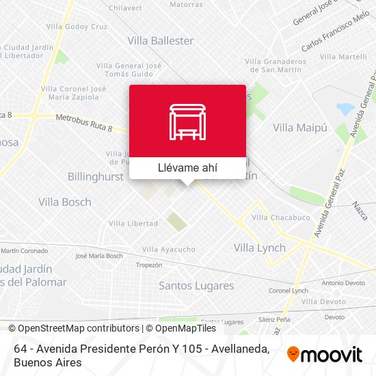 Mapa de 64 - Avenida Presidente Perón Y 105 - Avellaneda