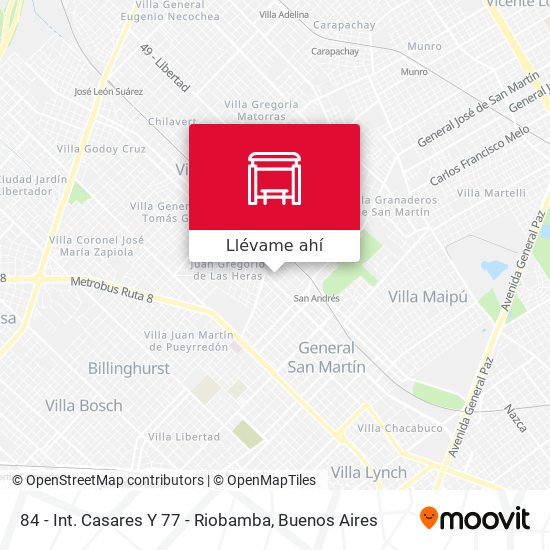 Mapa de 84 - Int. Casares Y 77 - Riobamba