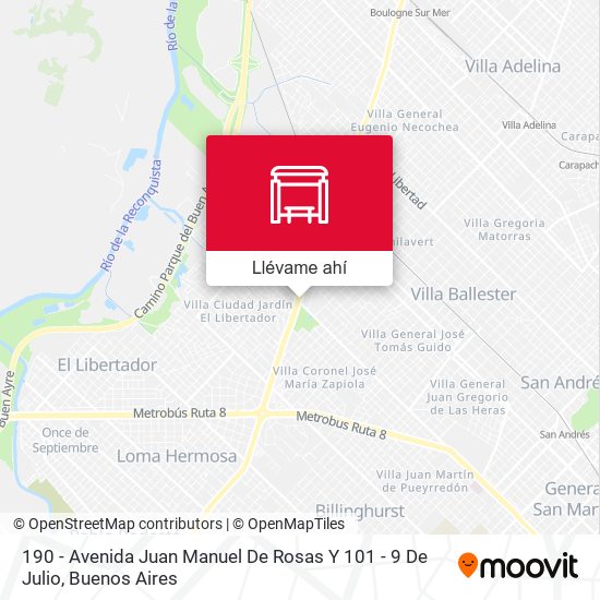 Mapa de 190 - Avenida Juan Manuel De Rosas Y 101 - 9 De Julio