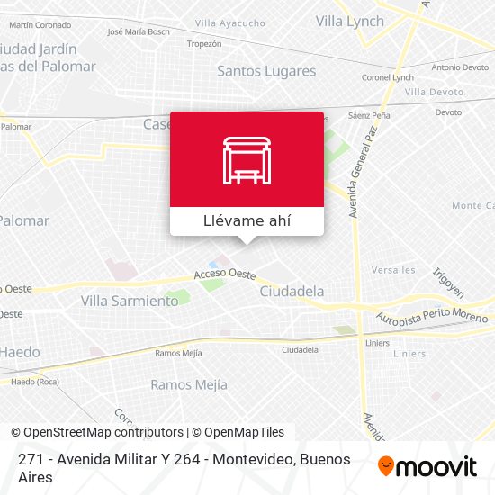 Mapa de 271 - Avenida Militar Y 264 - Montevideo