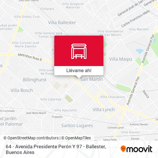 Mapa de 64 - Avenida Presidente Perón Y 97 - Ballester