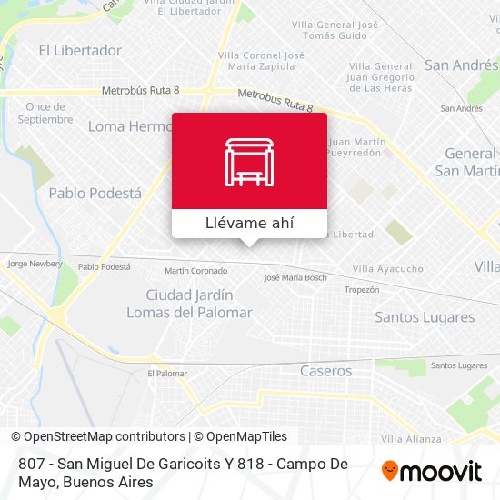 Mapa de 807 - San Miguel De Garicoits Y 818 - Campo De Mayo