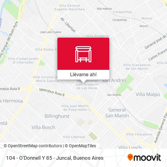 Mapa de 104 - O'Donnell Y 85 - Juncal