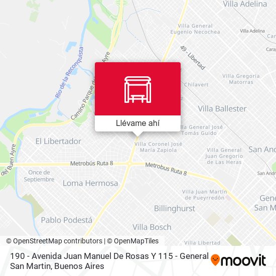 Mapa de 190 - Avenida Juan Manuel De Rosas Y 115 - General San Martin