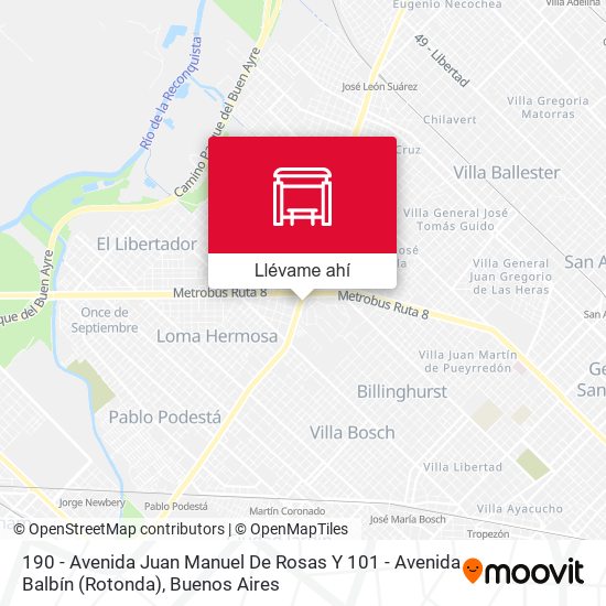 Mapa de 190 - Avenida Juan Manuel De Rosas Y 101 - Avenida Balbín (Rotonda)