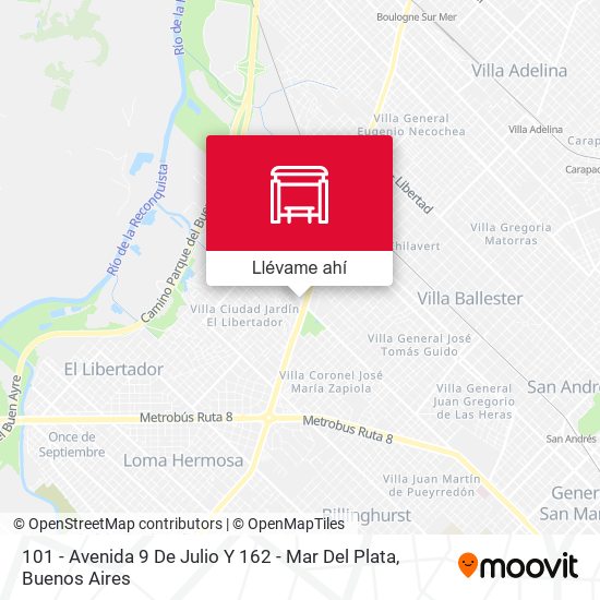 Mapa de 101 - Avenida 9 De Julio Y 162 - Mar Del Plata