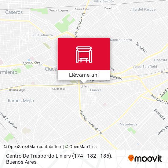 Mapa de Centro De Trasbordo Liniers (174 - 182 - 185)