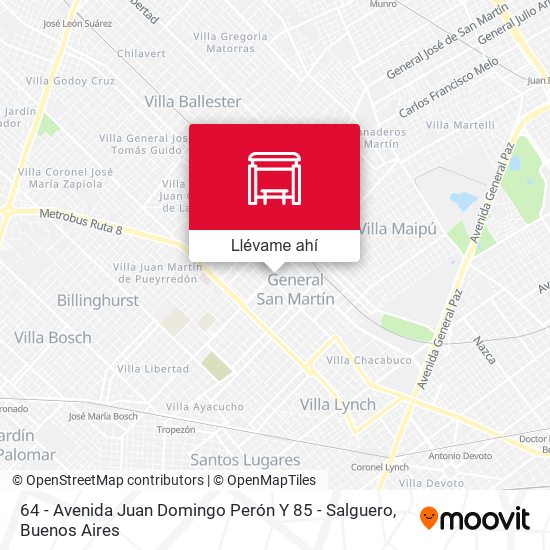 Mapa de 64 - Avenida Juan Domingo Perón Y 85 - Salguero