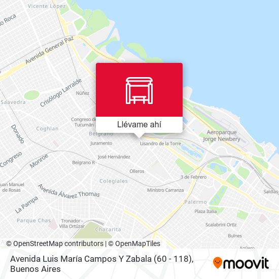 Mapa de Avenida Luis María Campos Y Zabala (60 - 118)