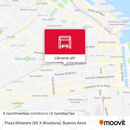 Mapa de Plaza Miserere (88 X Rivadavia)