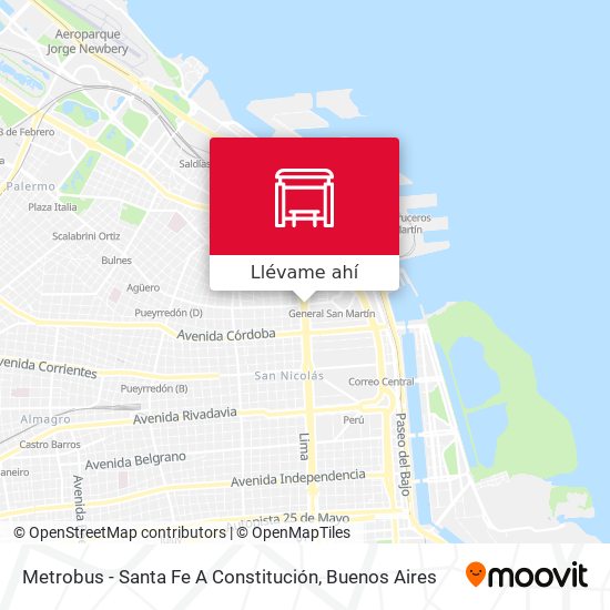 Mapa de Metrobus - Santa Fe A Constitución
