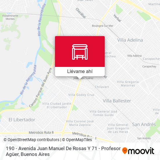 Mapa de 190 - Avenida Juan Manuel De Rosas Y 71 - Profesor Agüer