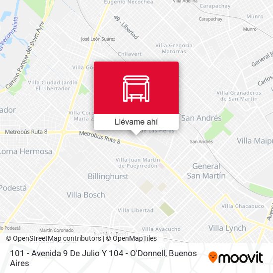 Mapa de 101 - Avenida 9 De Julio Y 104 - O'Donnell