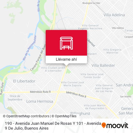 Mapa de 190 - Avenida Juan Manuel De Rosas Y 101 - Avenida 9 De Julio