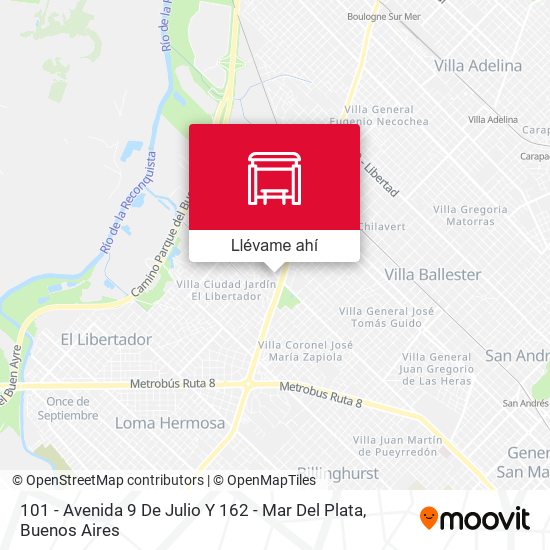 Mapa de 101 - Avenida 9 De Julio Y 162 - Mar Del Plata