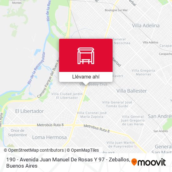 Mapa de 190 - Avenida Juan Manuel De Rosas Y 97 - Zeballos