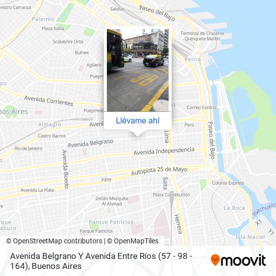 Mapa de Avenida Belgrano Y Avenida Entre Ríos (57 - 98 - 164)