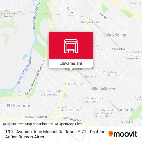 Mapa de 190 - Avenida Juan Manuel De Rosas Y 71 - Profesor Agüer