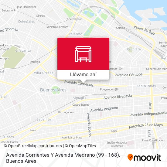 Mapa de Avenida Corrientes Y Avenida Medrano (99 - 168)