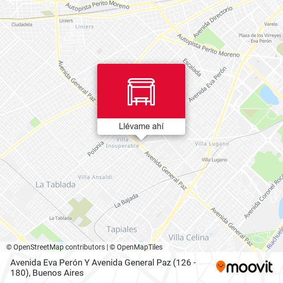Mapa de Avenida Eva Perón Y Avenida General Paz (126 - 180)