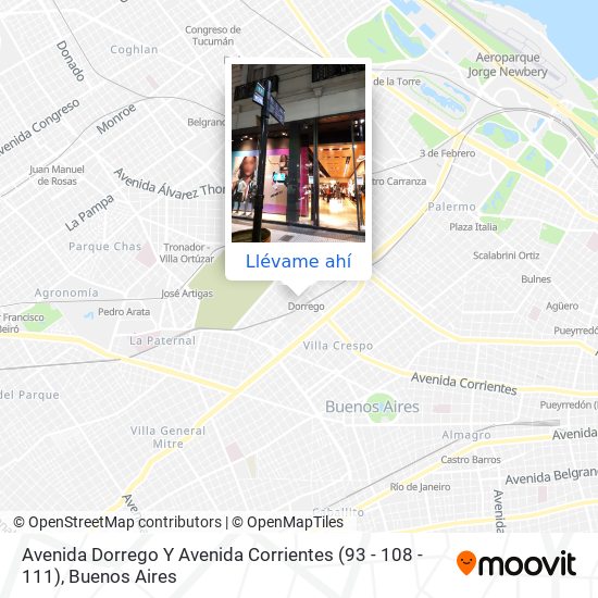 Mapa de Avenida Dorrego Y Avenida Corrientes (93 - 108 - 111)