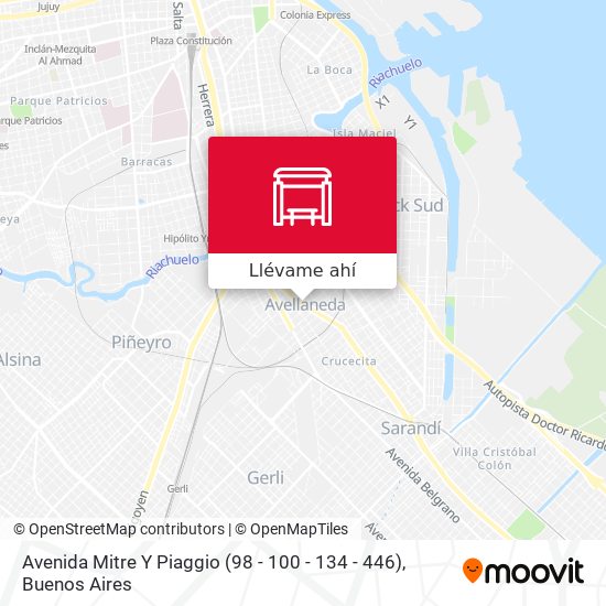 Mapa de Avenida Mitre Y Piaggio (98 - 100 - 134 - 446)