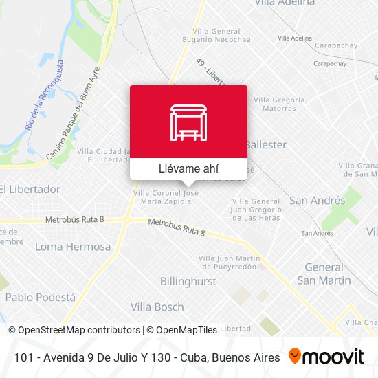 Mapa de 101 - Avenida 9 De Julio Y 130 - Cuba