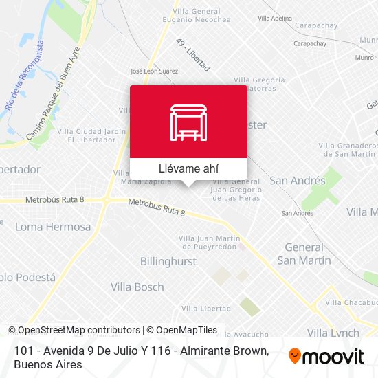 Mapa de 101 - Avenida 9 De Julio Y 116 - Almirante Brown