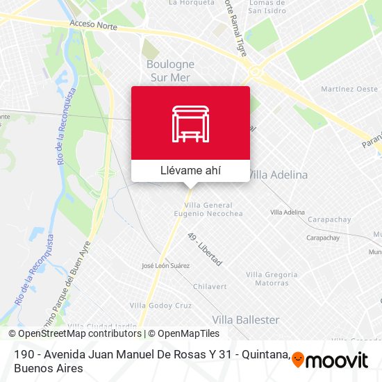 Mapa de 190 - Avenida Juan Manuel De Rosas Y 31 - Quintana