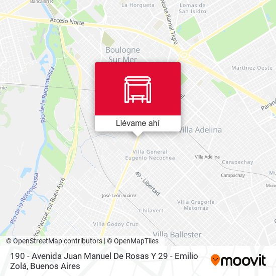 Mapa de 190 - Avenida Juan Manuel De Rosas Y 29 - Emilio Zolá