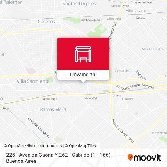 Mapa de 225 - Avenida Gaona Y 262 - Cabildo (1 - 166)