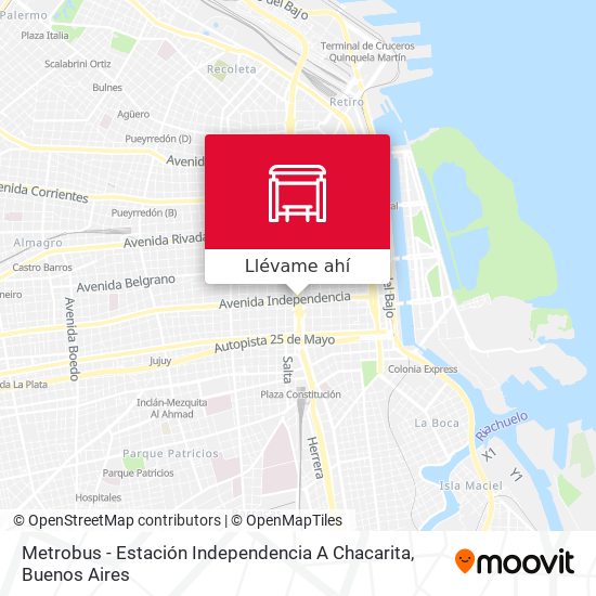 Mapa de Metrobus - Estación Independencia A Chacarita