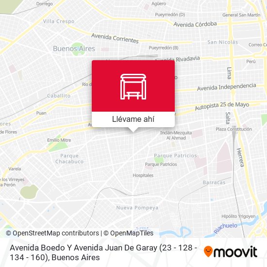 Mapa de Avenida Boedo Y Avenida Juan De Garay (23 - 128 - 134 - 160)