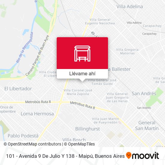 Mapa de 101 - Avenida 9 De Julio Y 138 - Maipú