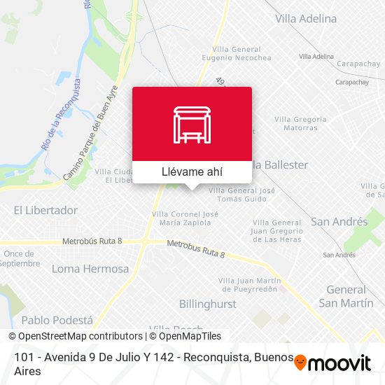 Mapa de 101 - Avenida 9 De Julio Y 142 - Reconquista