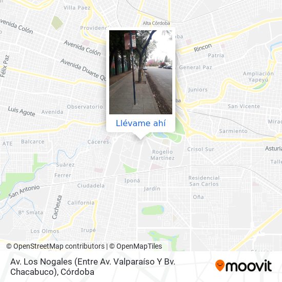 Mapa de Av. Los Nogales (Entre Av. Valparaíso Y Bv. Chacabuco)