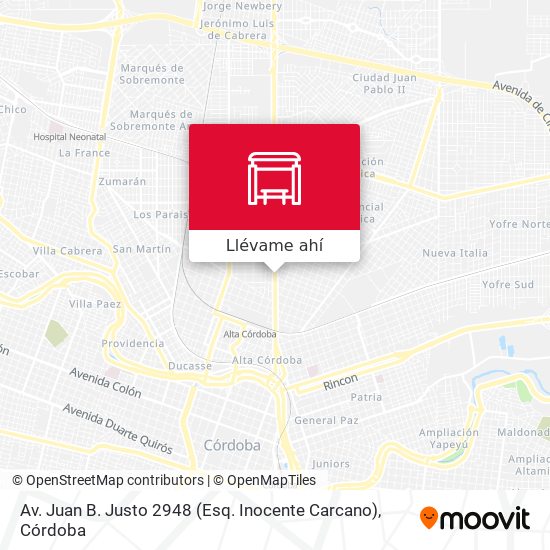 Mapa de Av. Juan B. Justo 2948 (Esq. Inocente Carcano)