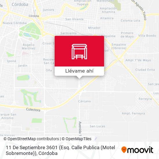 Mapa de 11 De Septiembre 3601  (Esq. Calle Publica (Motel Sobremonte))