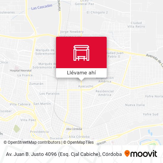 Mapa de Av. Juan B. Justo 4096 (Esq. Cjal Cabiche)