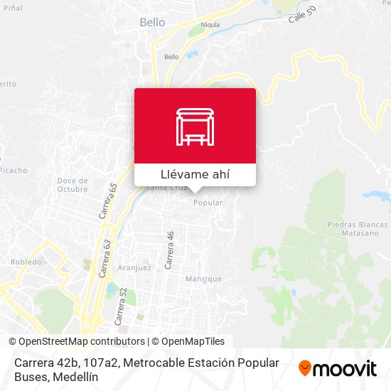 Mapa de Carrera 42b, 107a2, Metrocable Estación Popular Buses