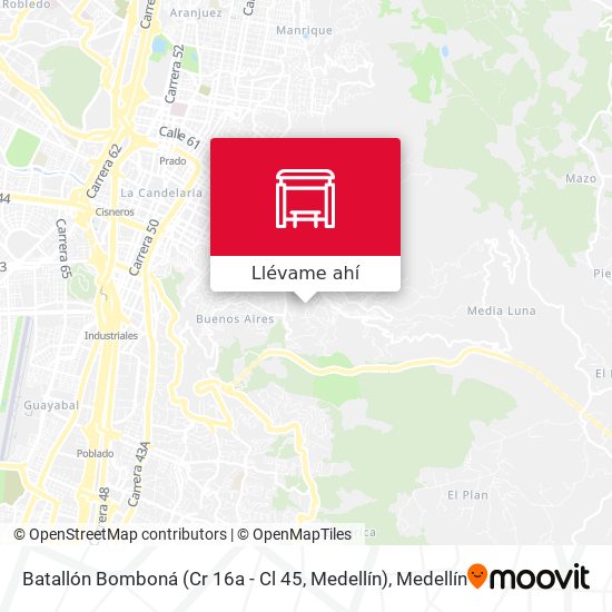 Mapa de Batallón Bomboná (Cr 16a - Cl 45, Medellín)