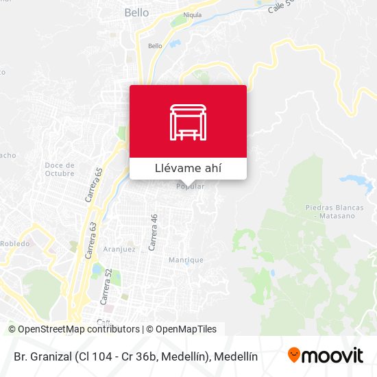 Mapa de Br. Granizal (Cl 104 - Cr 36b, Medellín)