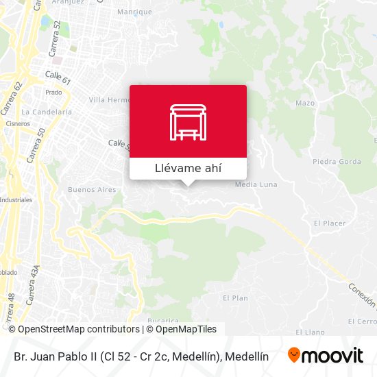 Mapa de Br. Juan Pablo II (Cl 52 - Cr 2c, Medellín)