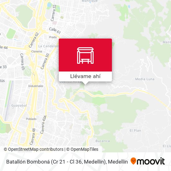 Mapa de Batallón Bomboná (Cr 21 - Cl 36, Medellín)