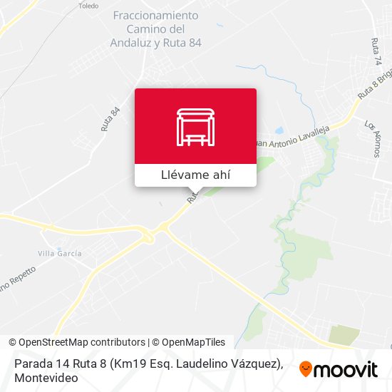 Mapa de Parada 14 Ruta 8 (Km19 Esq. Laudelino Vázquez)