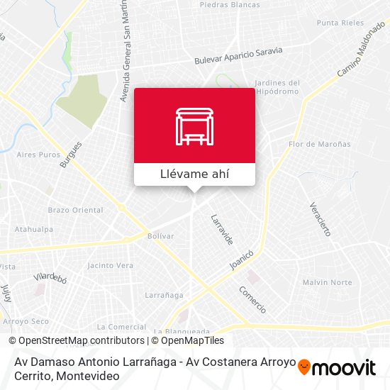 Mapa de Av Damaso Antonio Larrañaga - Av Costanera Arroyo Cerrito