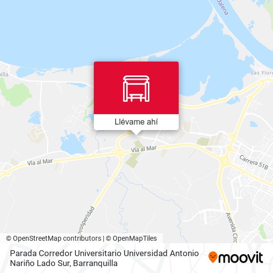 Mapa de Parada Corredor Universitario Universidad Antonio Nariño Lado Sur