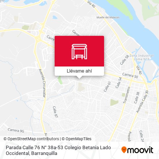 Mapa de Parada Calle 76 N° 38a-53 Colegio Betania Lado Occidental